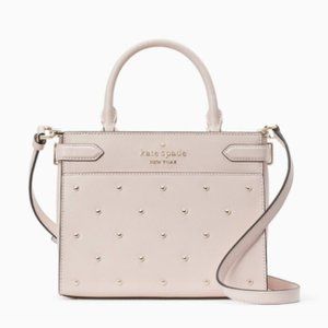 Kate Spade Heart Studs Embellished Small Satchel Crossbody Bag, Light Rosebud